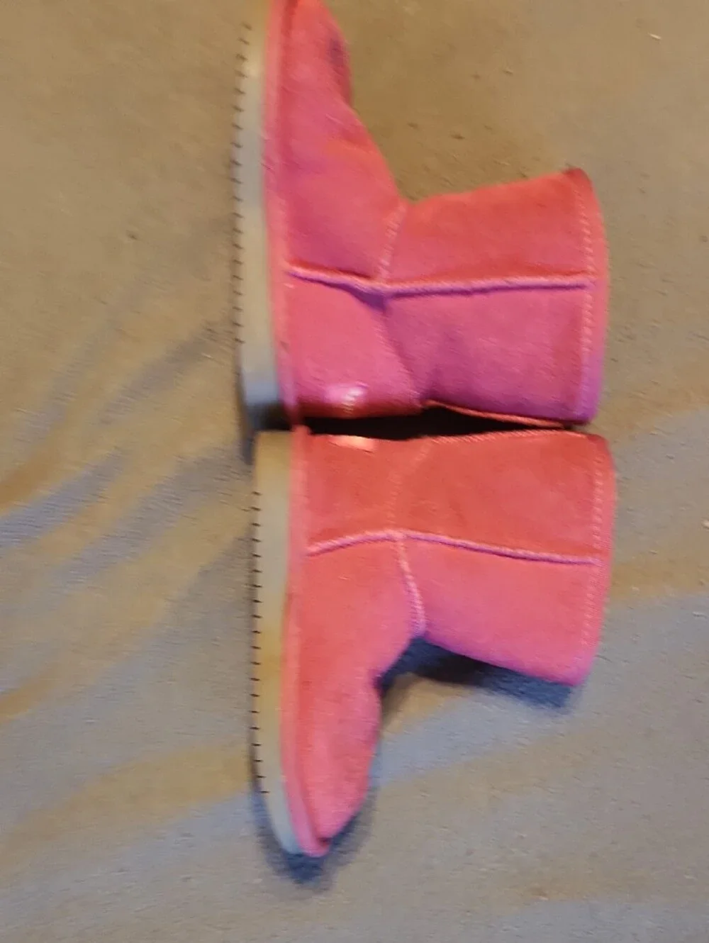 Koolaburra Girls Pink Suede Boots with Bow and Faux-Fur Trim